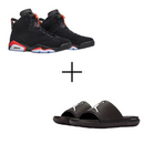 COMBO Air Jordan 6 Preto/Vermelho + Chinelo Jordan