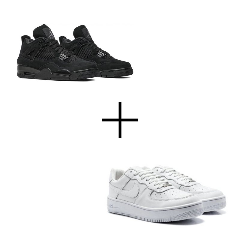 COMBO Air Force Branco+ Jordan 4 Black Cat