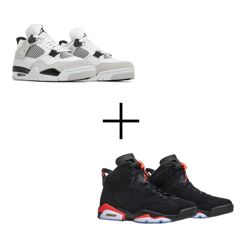 COMBO Air Jordan 6 Preto/Vermelho + Air Jordan 4 Military Black
