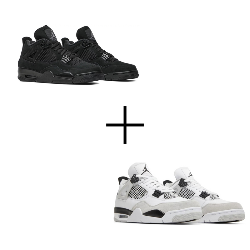 COMBO Air Jordan 4 Military Black + Air Jordan 4 Black Cat
